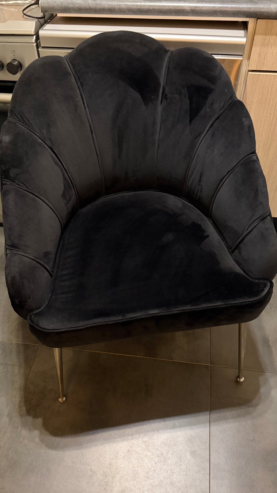 Schelpen stoelen Vivente zwart 4 stuks, Ophalen, Gebruikt, Stof