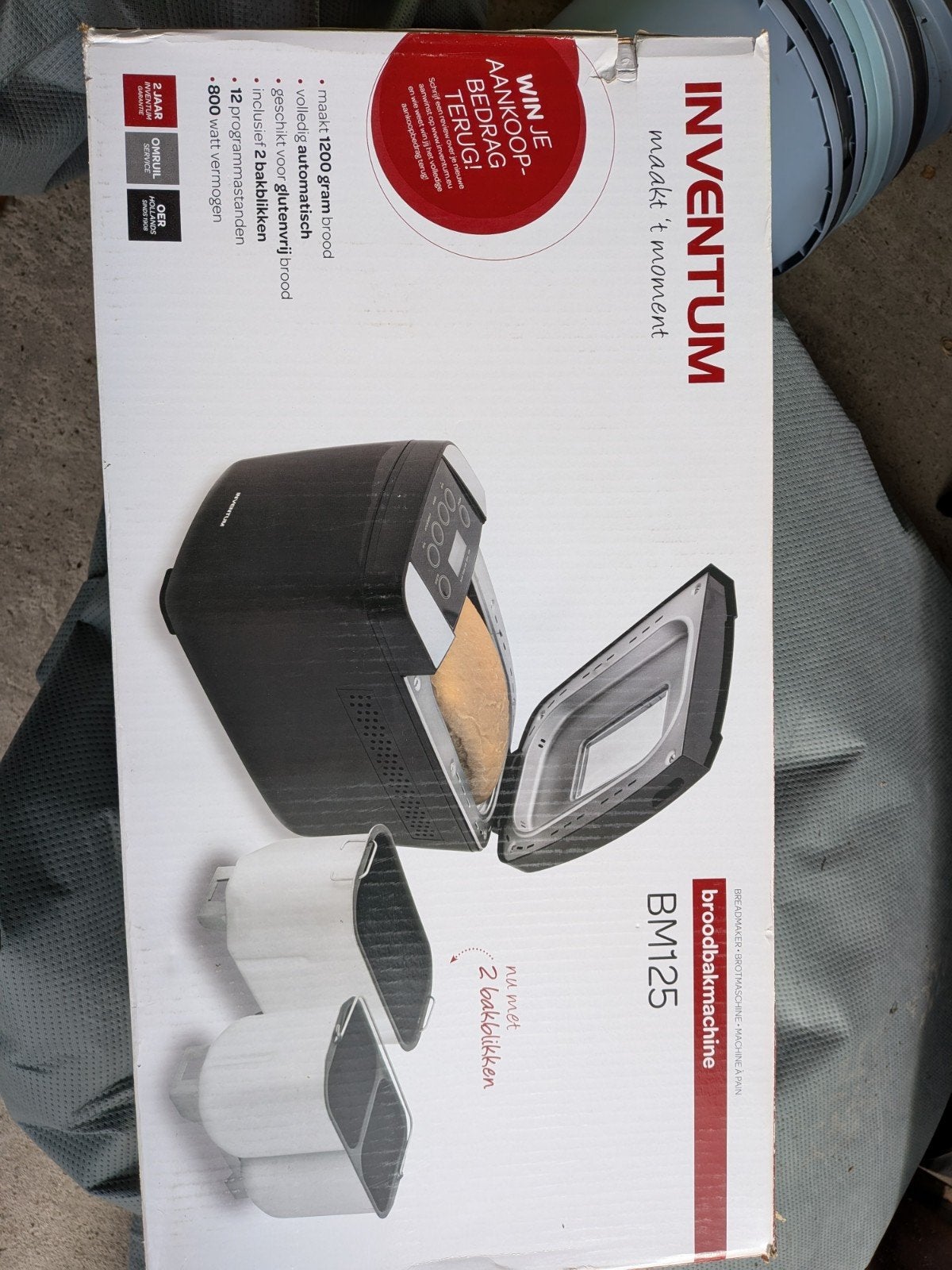 Inventum BM125 Broodbakmachine - Nieuw in doos, Met timer, Meer dan 10 programma's, 800 tot 1200 gram deeg, Nieuw