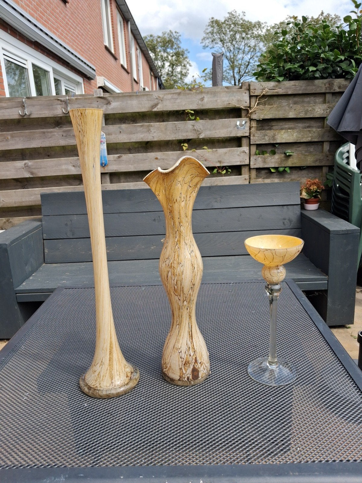 Set van 3 decoratieve vazen en schaal, Ophalen of Verzenden