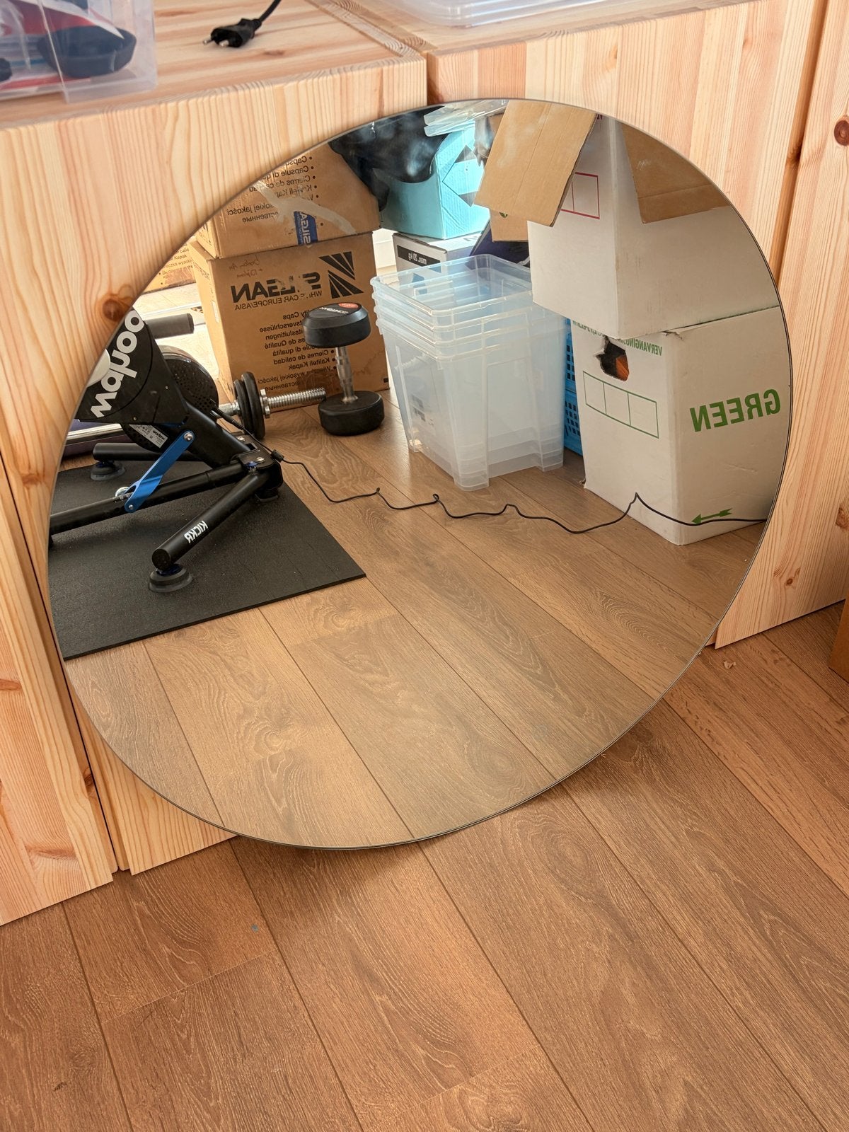 Ronde badkamerspiegel met ontwasemfunctie en verlichting, Ophalen, Rond, Nieuw, 75 tot 100 cm