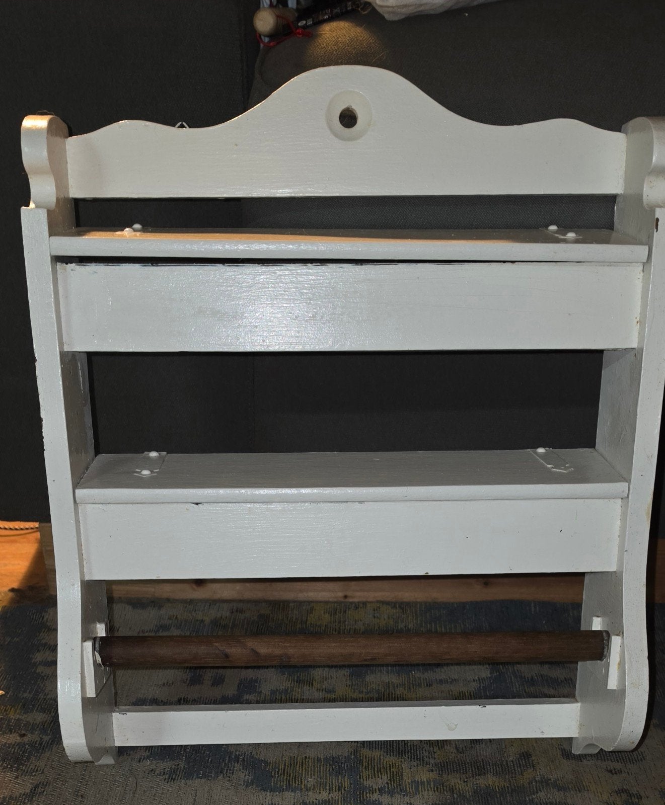 Vintage wit houten rollenhouder/ keukenrek, Ophalen, Hout, Wit, Overige typen