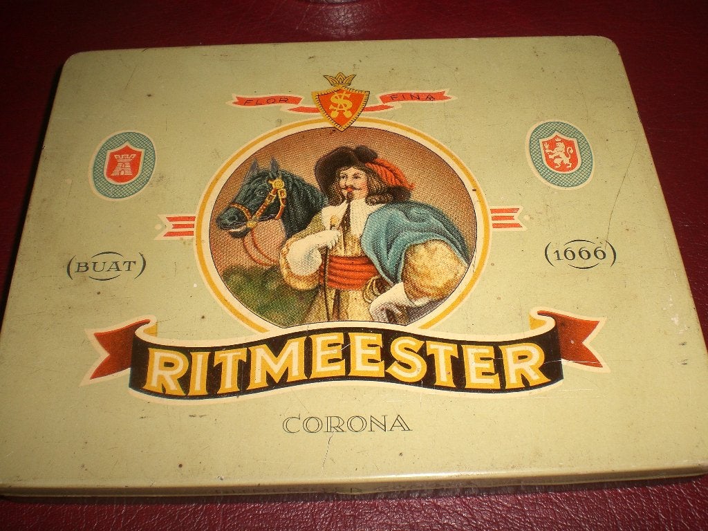 sigarenblik Ritmeester  Corona, Ophalen of Verzenden, Gebruikt, Koek(jes), Overige merken