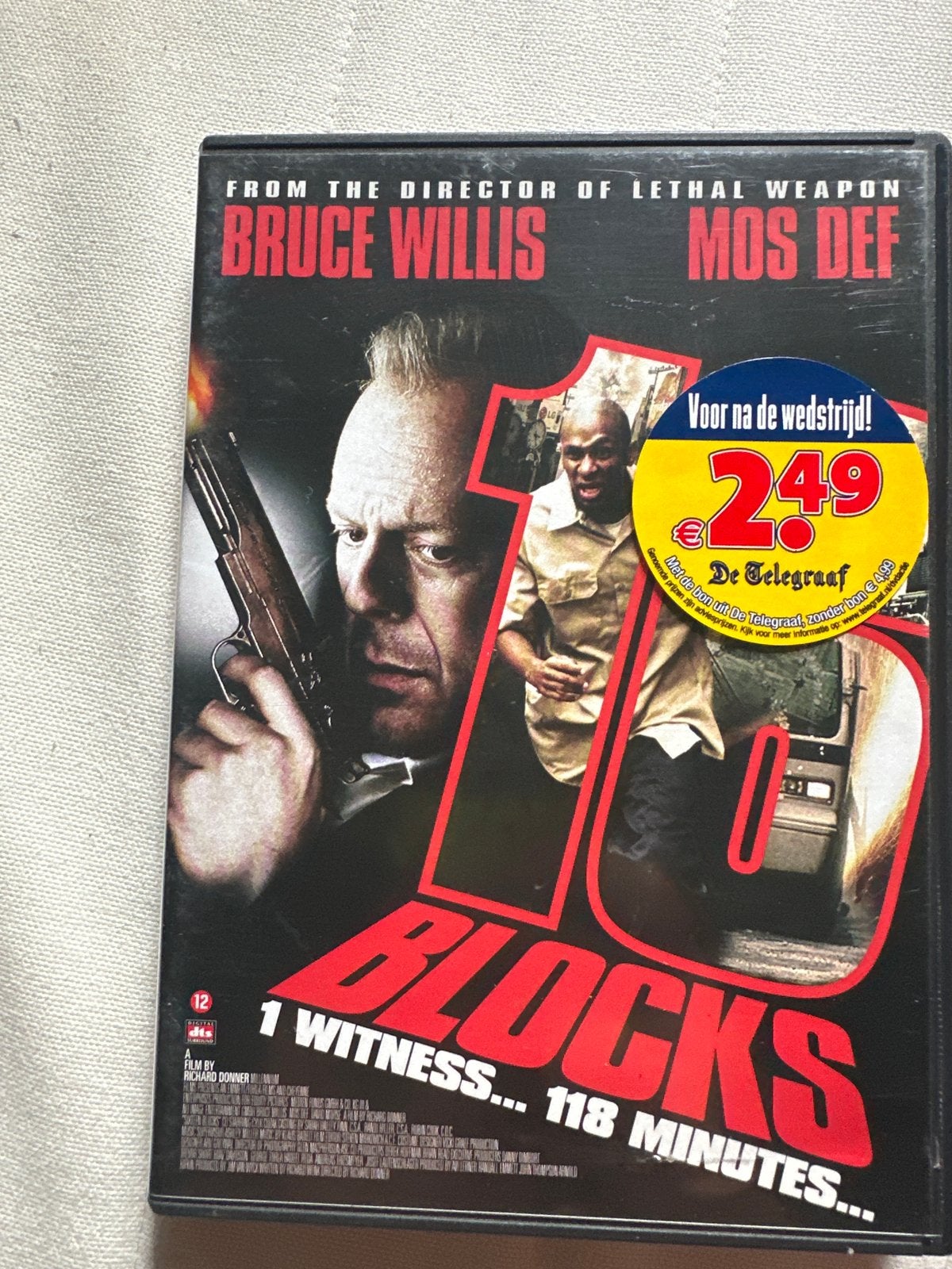 16 Blocks DVD met Bruce Willis - Actiethriller, Engels, Nederlands, Actiethriller, Ophalen of Verzenden