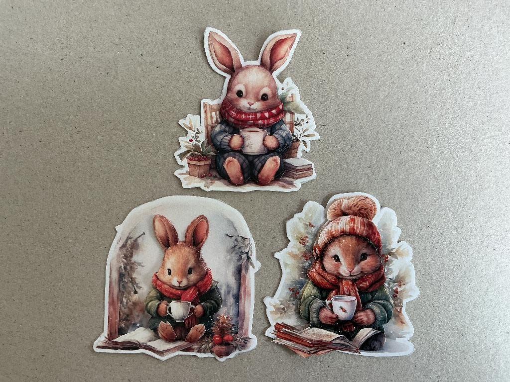 Setje 3 geknipte en geplakte 3D plaatjes (bunny), Ophalen of Verzenden, Nieuw, Overige thema's, Overige typen