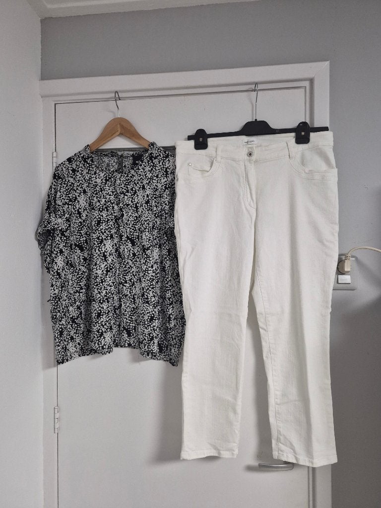 broek stretch gerry weber maat 44 +  blouse luxzuz maat xl, Kleding | Dames, Wit, Maat 42/44 (L), Ophalen of Verzenden, Zo goed als nieuw