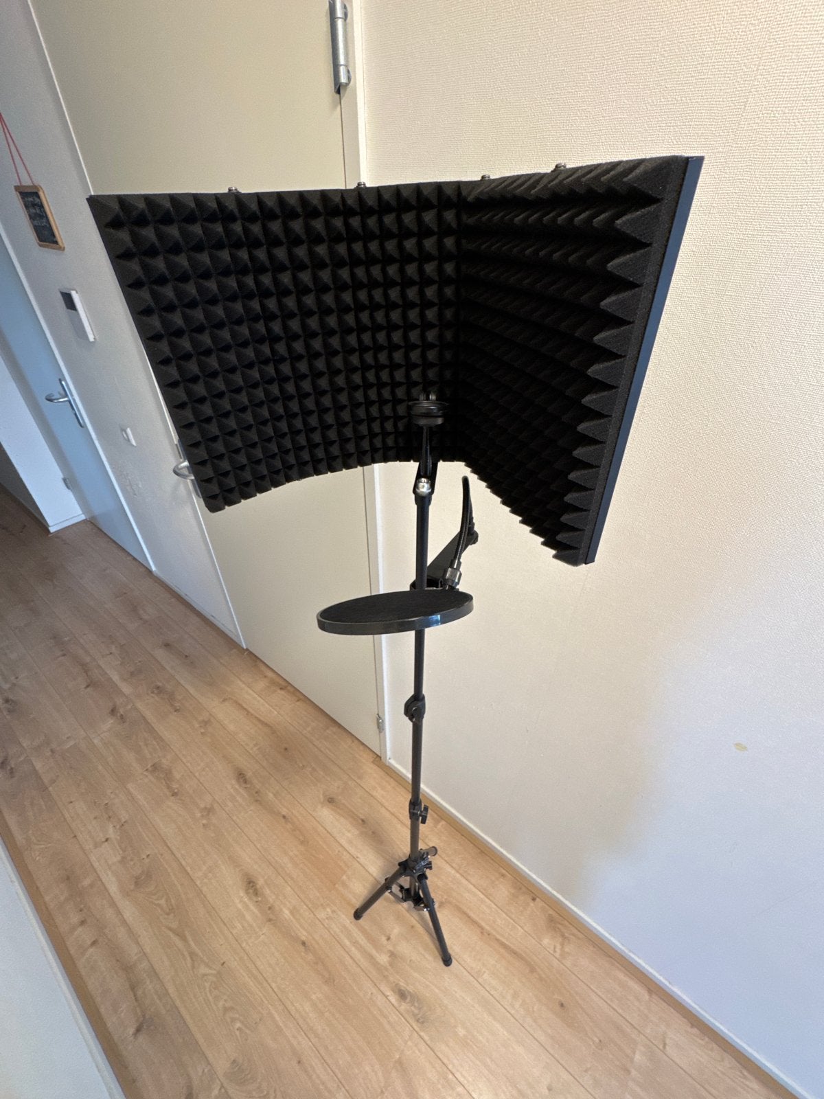 Akoestisch isolatiescherm met standaard en popfilter, Ophalen, Zo goed als nieuw, Muziekstandaard, Microfoon