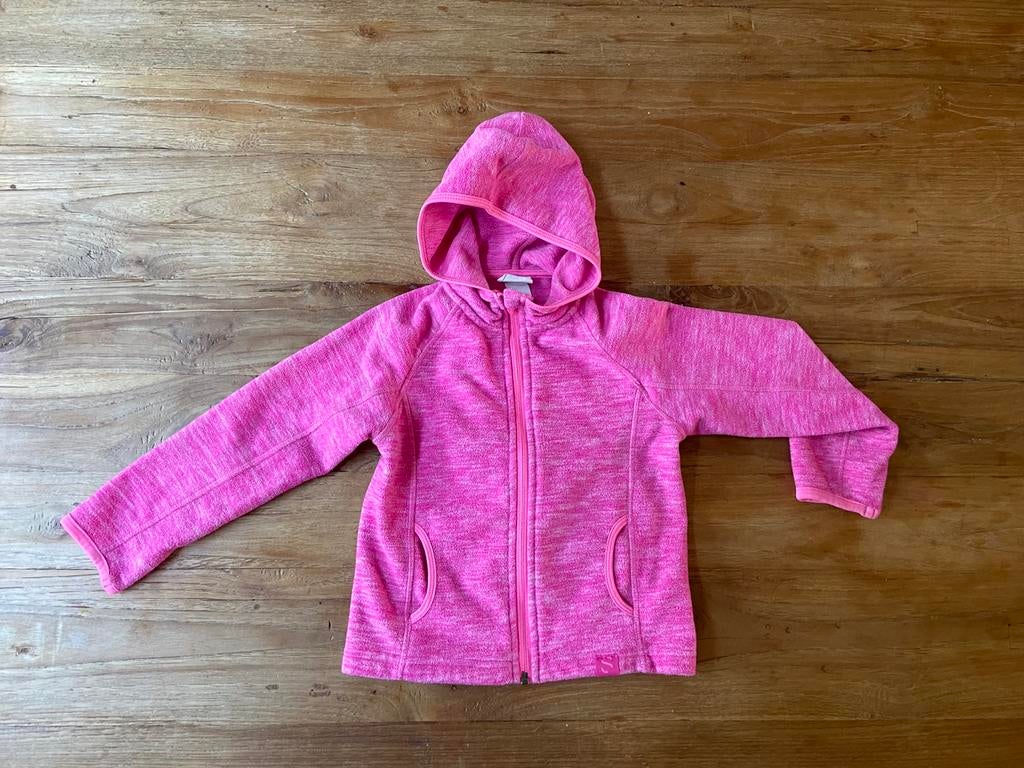 Roze H&M fleecevest met capuchon - Maat 98/104, Kinderen en Baby's, Kinderkleding | Maat 98, Ophalen, Gebruikt, Meisje, Trui of Vest