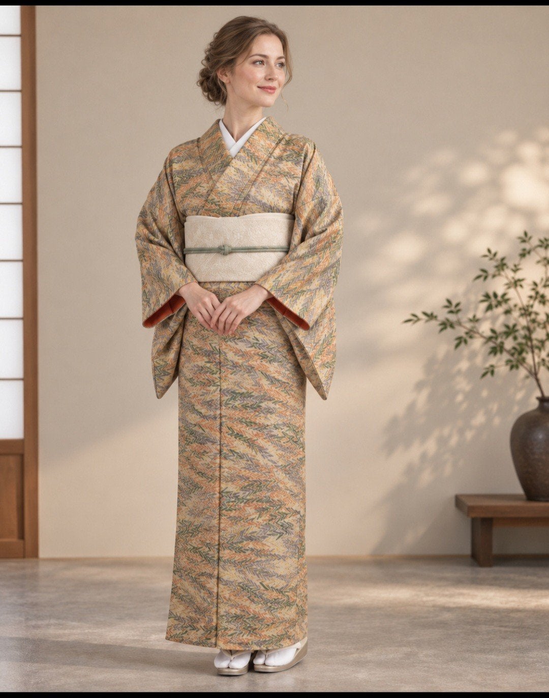 Exclusieve vintage Japanse zijden kimono – 40/50+ jaar – gev, Kleding | Dames, Ophalen of Verzenden, Maat 42/44 (L), Overige typen