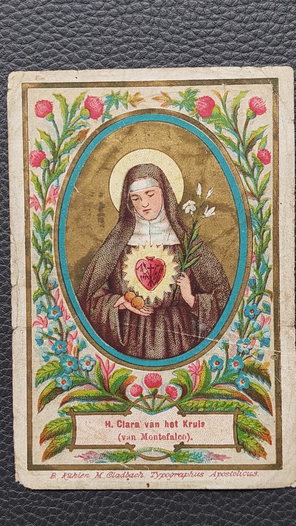 Prent heilige Clara van het Kruis van Montefalco, Ophalen of Verzenden, Bidprentje