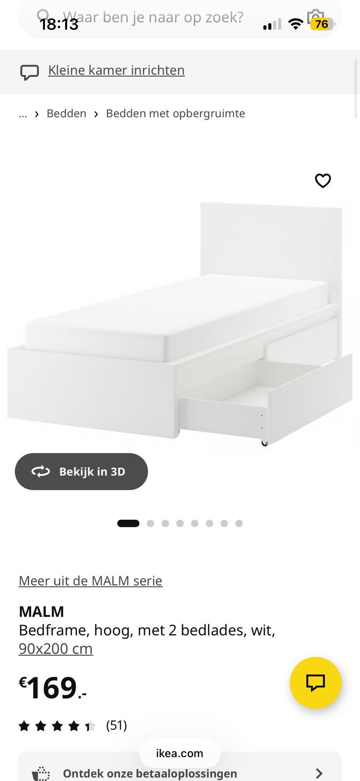 Malm bed ikea 190x200 lades, Ophalen, Doos, Minder dan 35 cm, Zo goed als nieuw