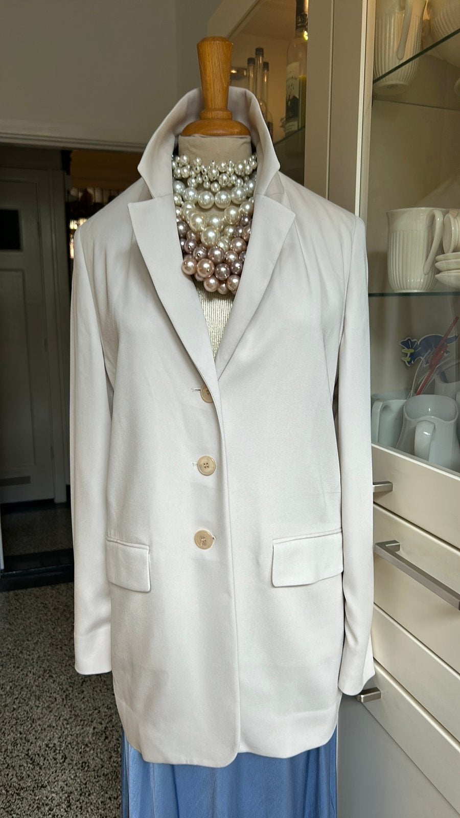Zijde/Viscose crème SCAPA colbert,36 in ruimvallend model, Beige, Nieuw, Ophalen of Verzenden, Jasje