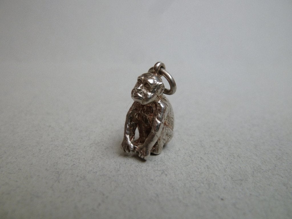 Oude bedel zilver Aap Baviaan Chimpansee Dier, Verzenden, Zilver, Hanger