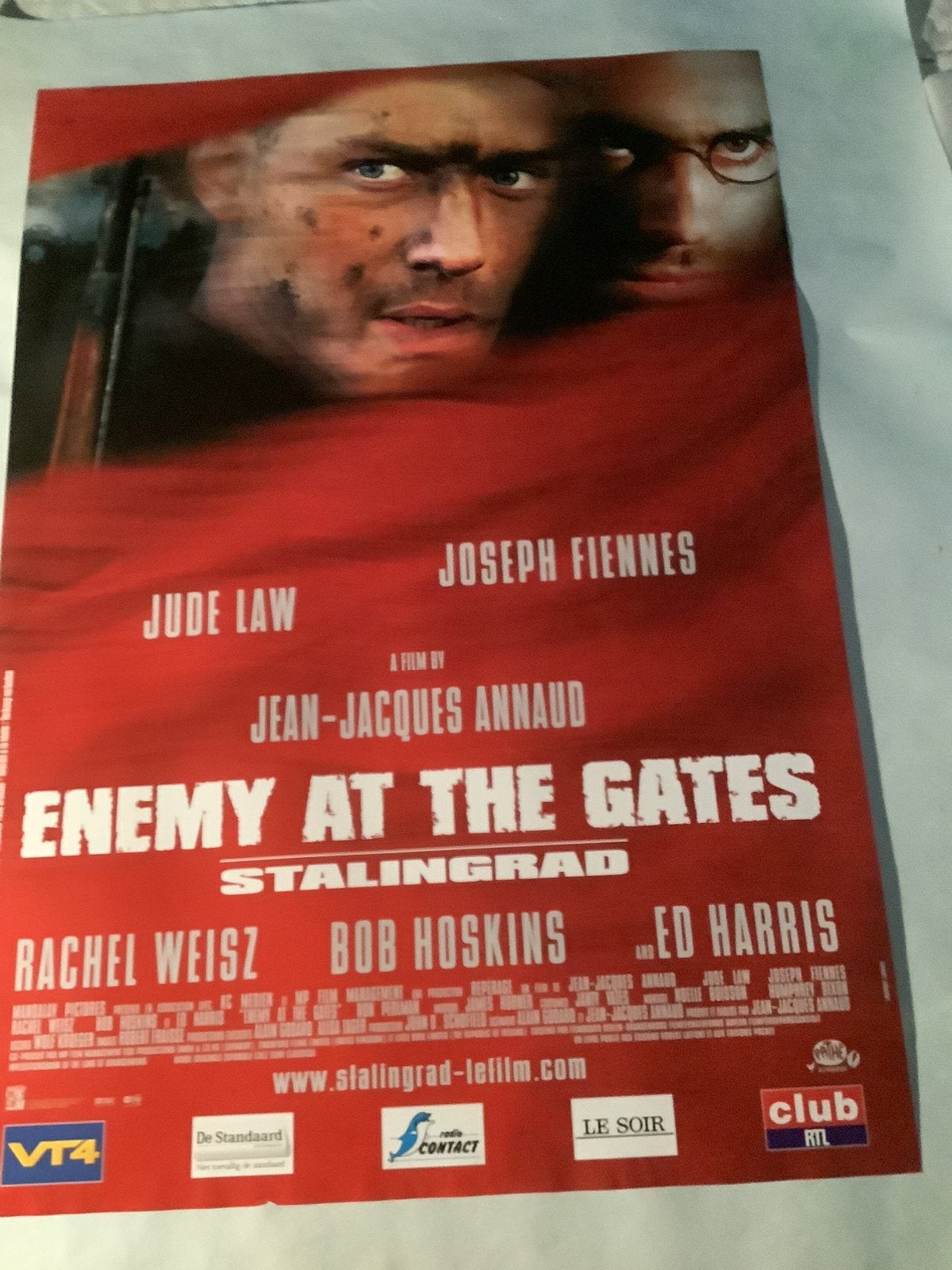 ENEMY AT THE GATES  filmposter ( belgie)  70-100 cm, Verzenden, Zo goed als nieuw, Deurposter of groter, Film en Tv