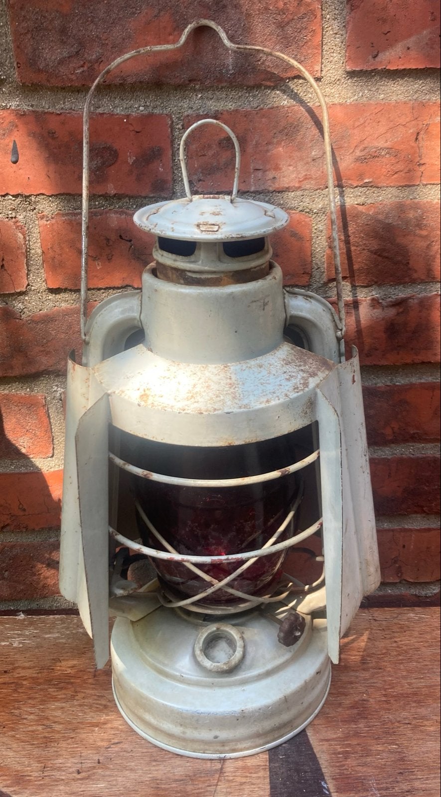 Zeldzame Olie Seinlamp Merk ALG in Mooie Patina Staat, Ophalen of Verzenden