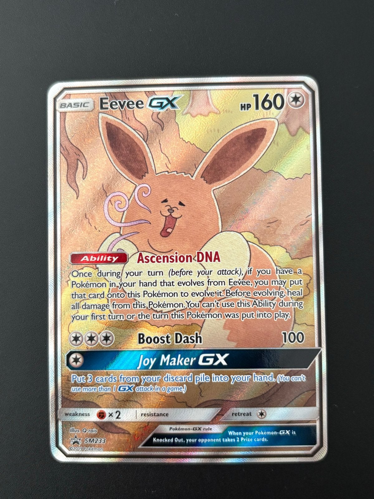 Eevee GX SM233 Full Art Promo Pokemon Kaart, Hobby en Vrije tijd, Verzamelkaartspellen | Pokémon, Ophalen of Verzenden, Zo goed als nieuw