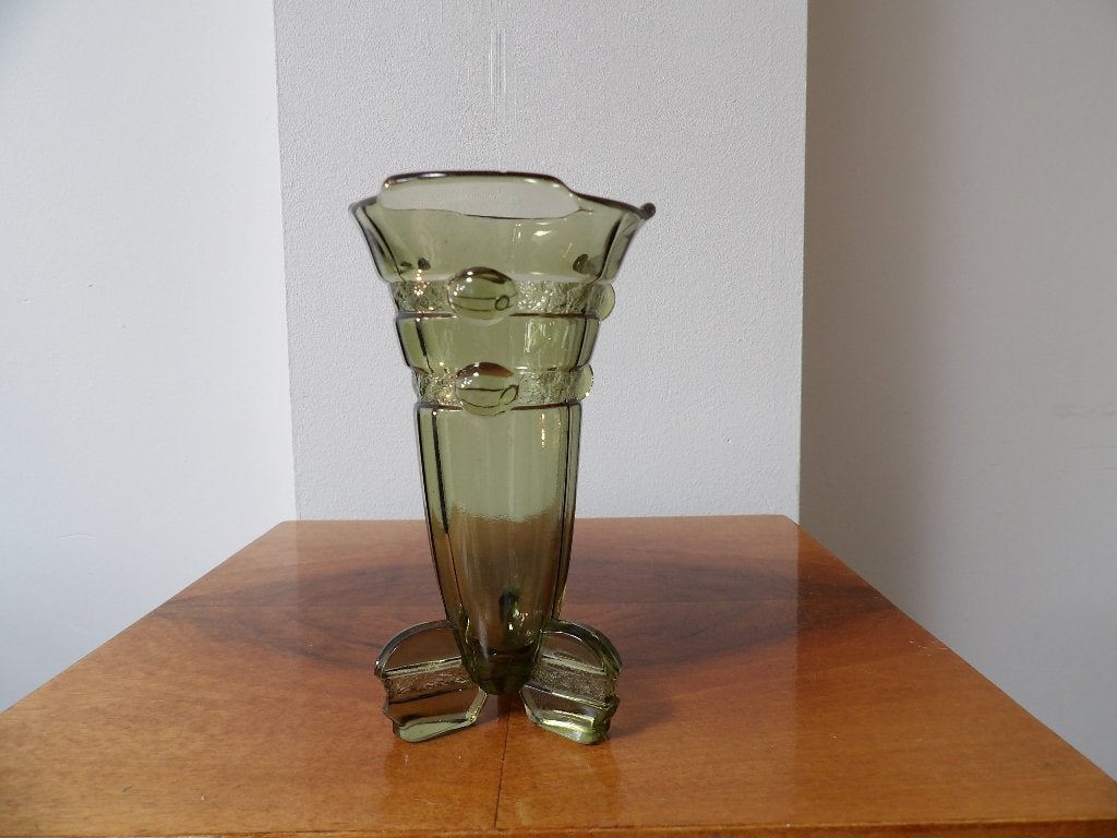 Art Deco Vaasje Stolze, groen, Ophalen of Verzenden