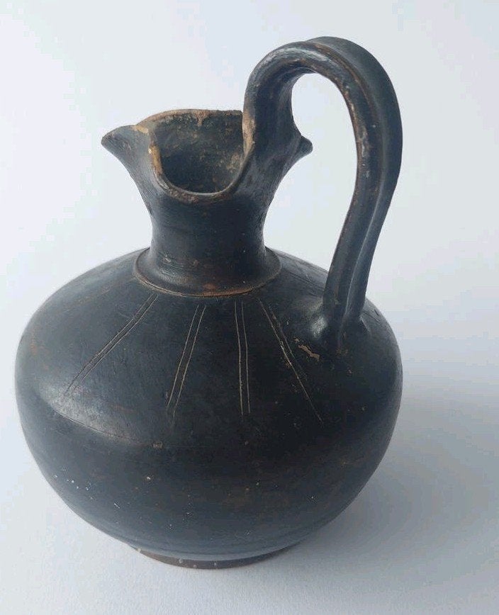 Antiek grieks aardewerk kruikje 'Oinochoe' 500 BC, Antiek en Kunst, Ophalen of Verzenden