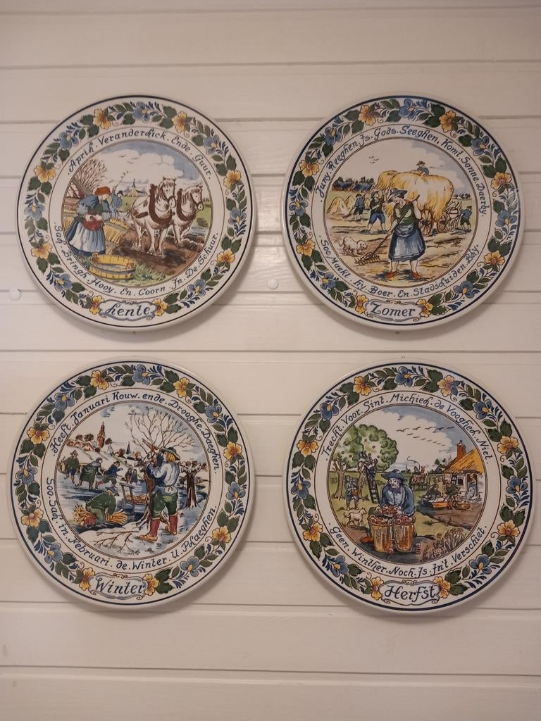 4 vintage jaargetijden wandborden koninklijke Goedewaagen, Antiek en Kunst, Ophalen of Verzenden