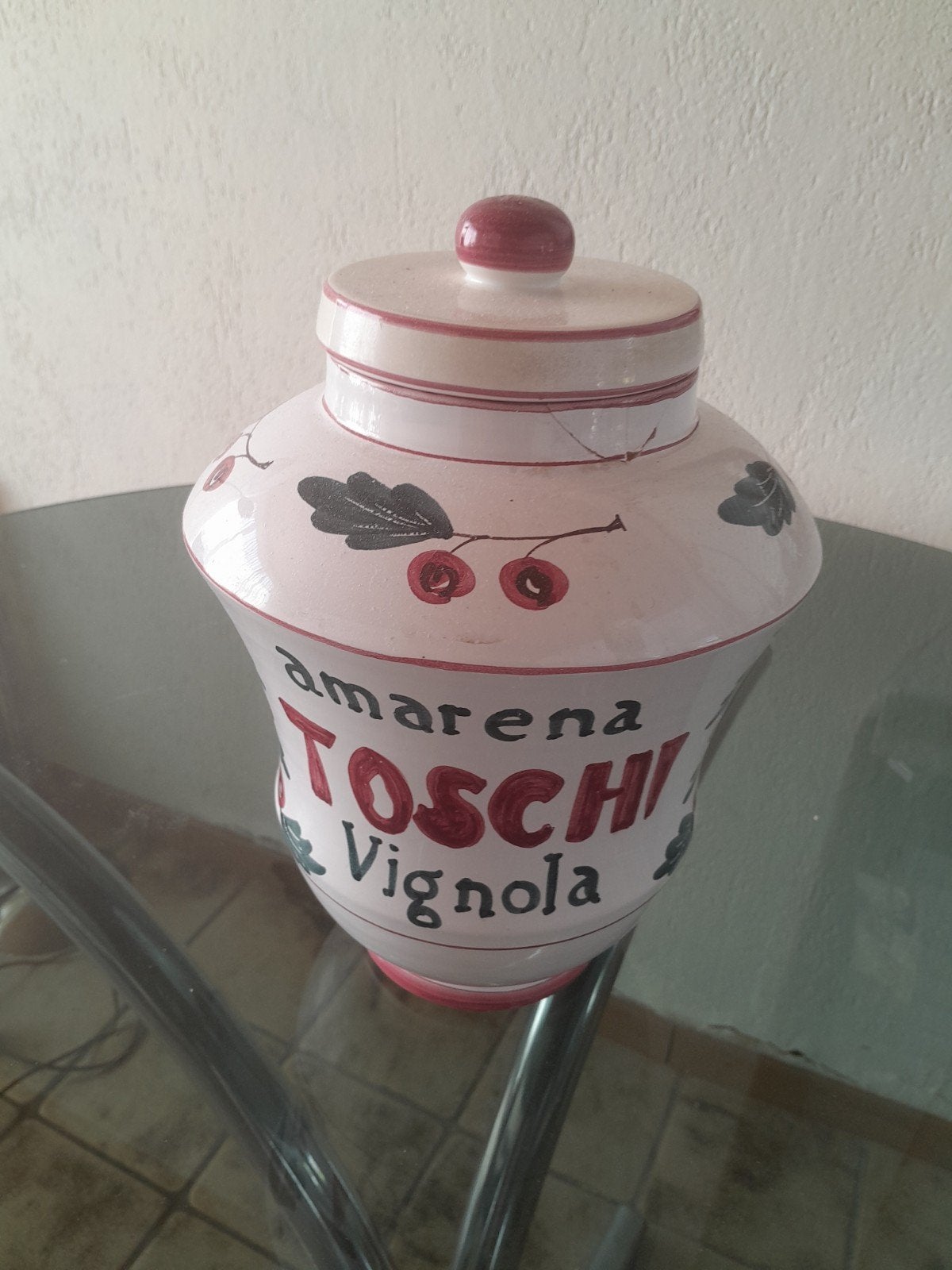 Vintage Amarena Toschi Vignola pot met deksel, Ophalen of Verzenden