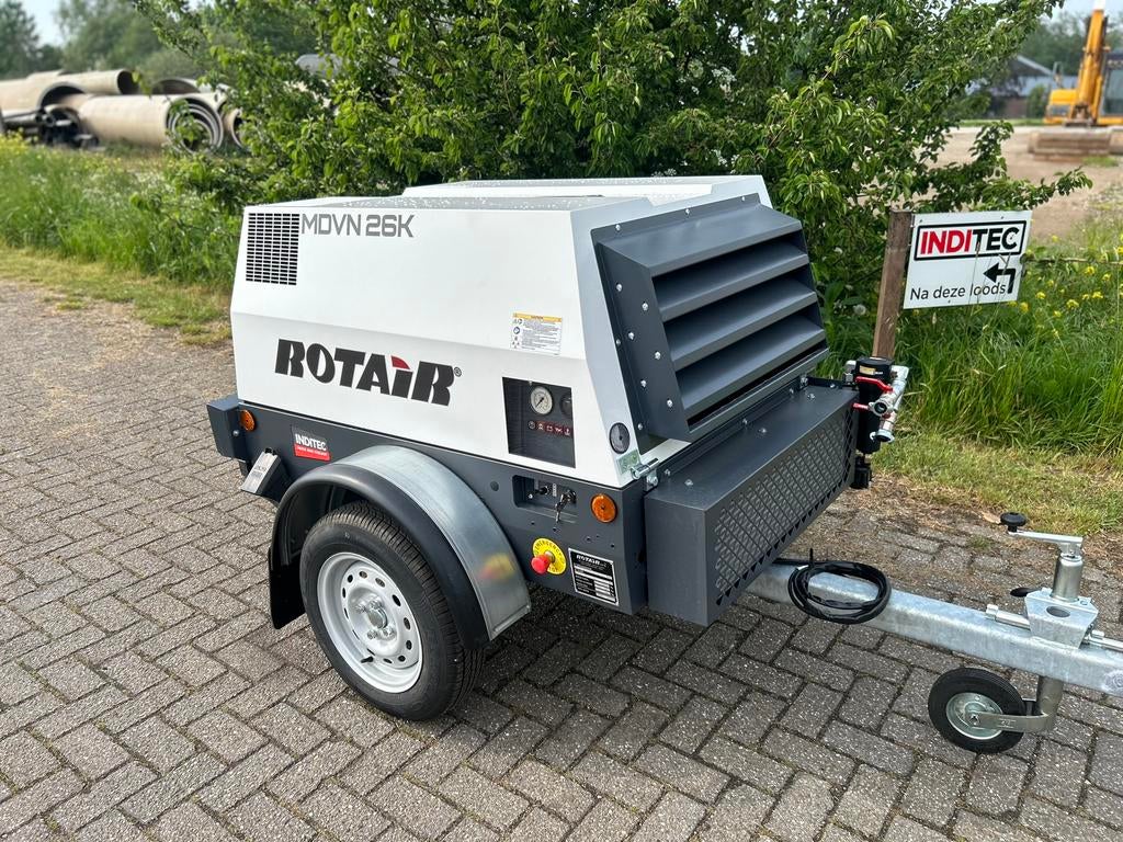Rotair MDVN26K mobiele diesel compressor NIEUW, Doe-het-zelf en Verbouw, Compressors, 100 liter of meer, Ophalen of Verzenden