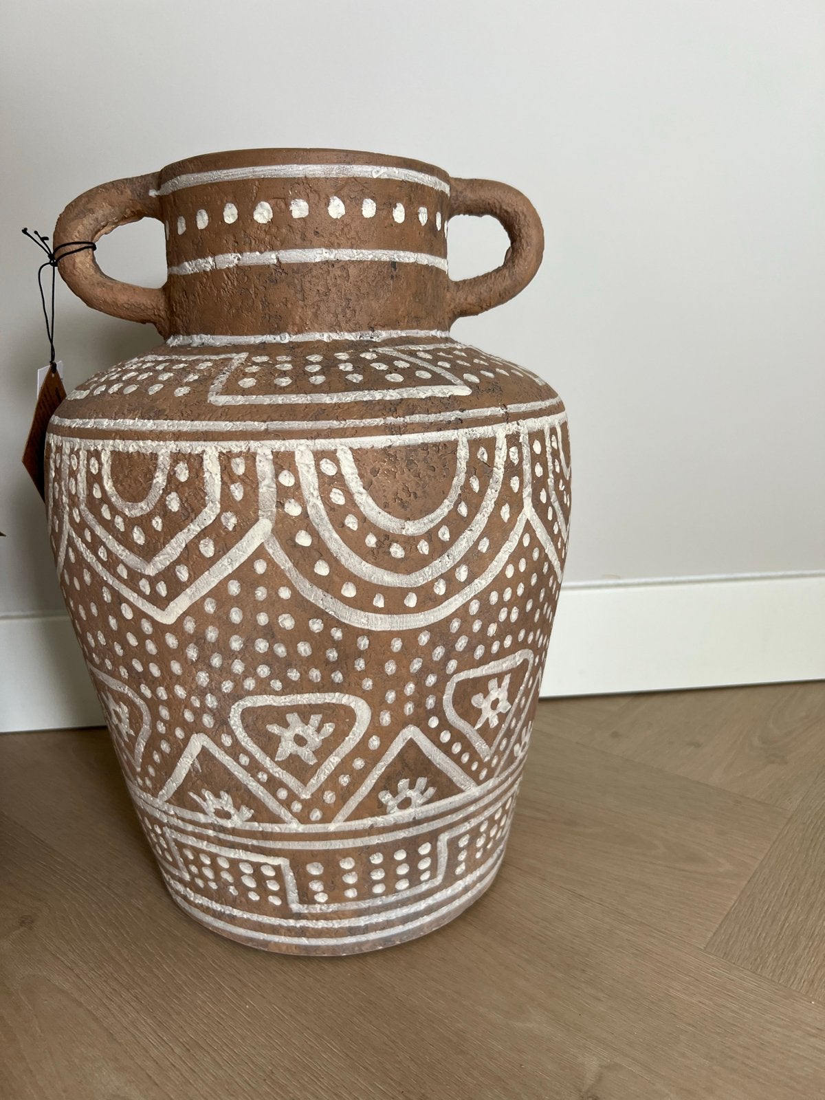 1 hoge Lusaka terracotta vaas met oren terracotta, Ophalen