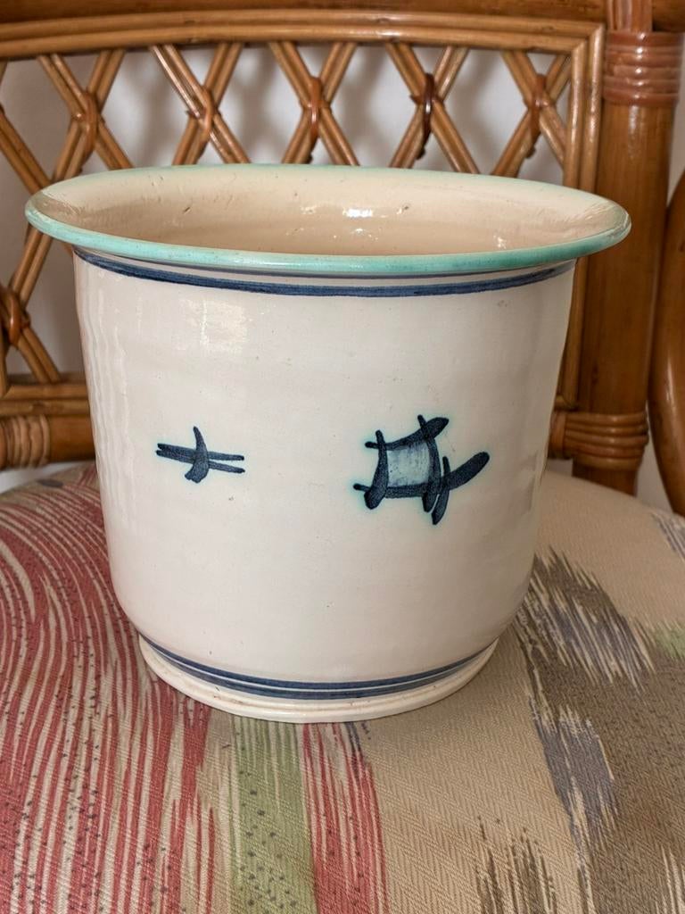 Vintage bloempot, Ophalen, Rond, Zo goed als nieuw, Aardewerk