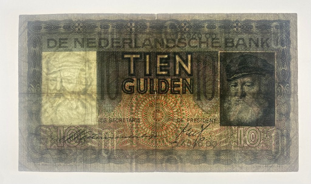 Nederlands 10 gulden bankbiljet 1938 - Grijsaard - QO 086817, Ophalen of Verzenden, 10 gulden, Los biljet
