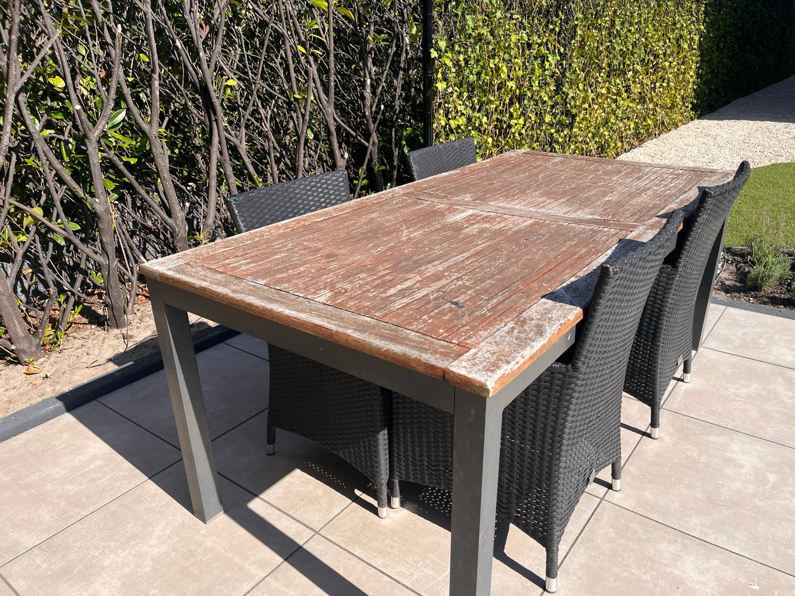 Tuinset Bois Le Duc met gratis hocker, Ophalen, 4 zitplaatsen, Gebruikt, Eettafel