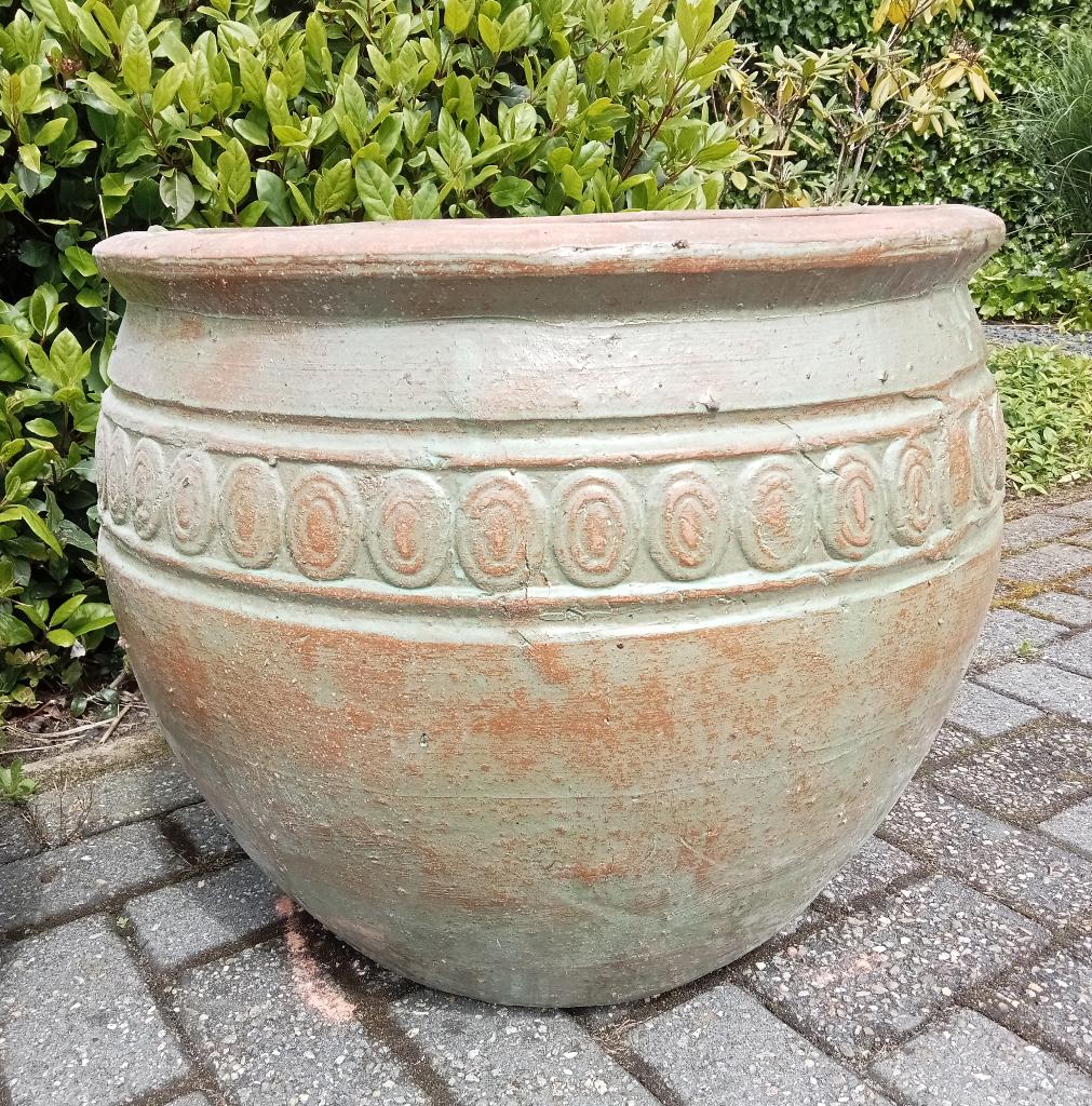 Grote geglazuurde potten rim bowl in 3 maten en 2 kleuren., Ophalen, 40 cm of meer, Rond, Nieuw