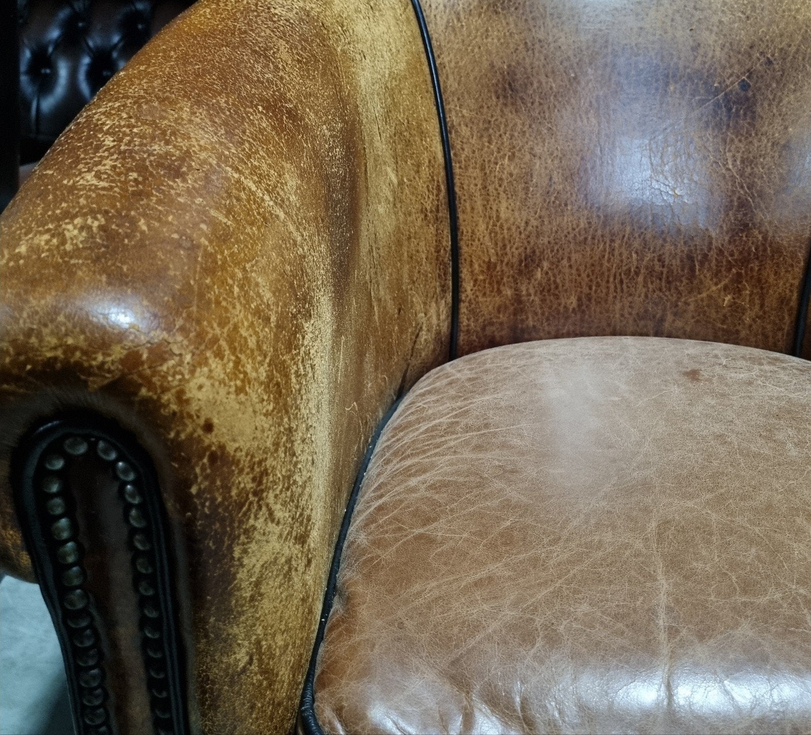 2x Chesterfield lounge fauteuil + BEZORGING GRATIS, Huis en Inrichting, Gebruikt, ., Vintage, Ophalen of Verzenden