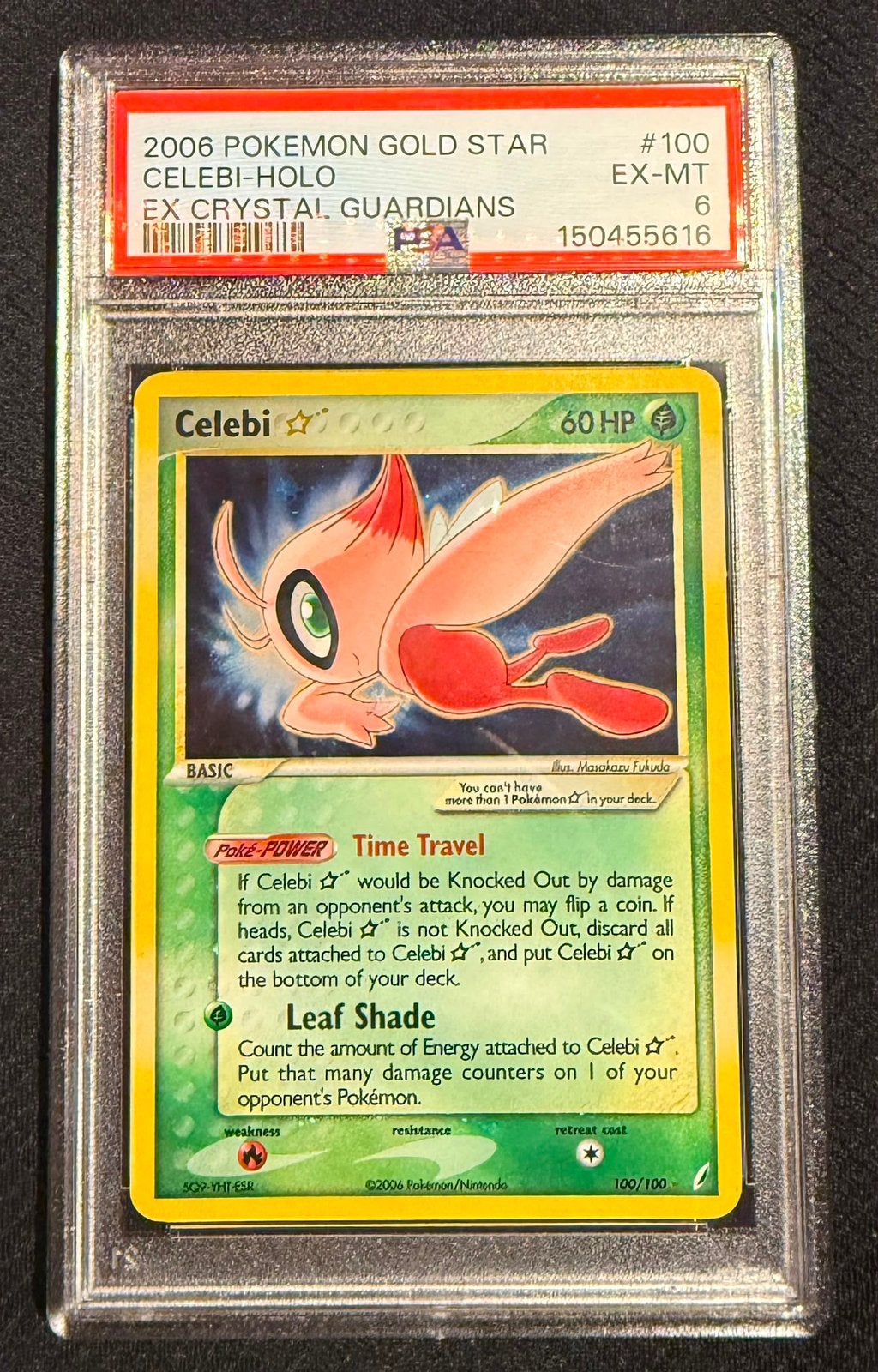 Pokemon Celebi Gold Star Crystal Guardians 100/100 PSA 6, Hobby en Vrije tijd, Verzamelkaartspellen | Pokémon, Ophalen of Verzenden