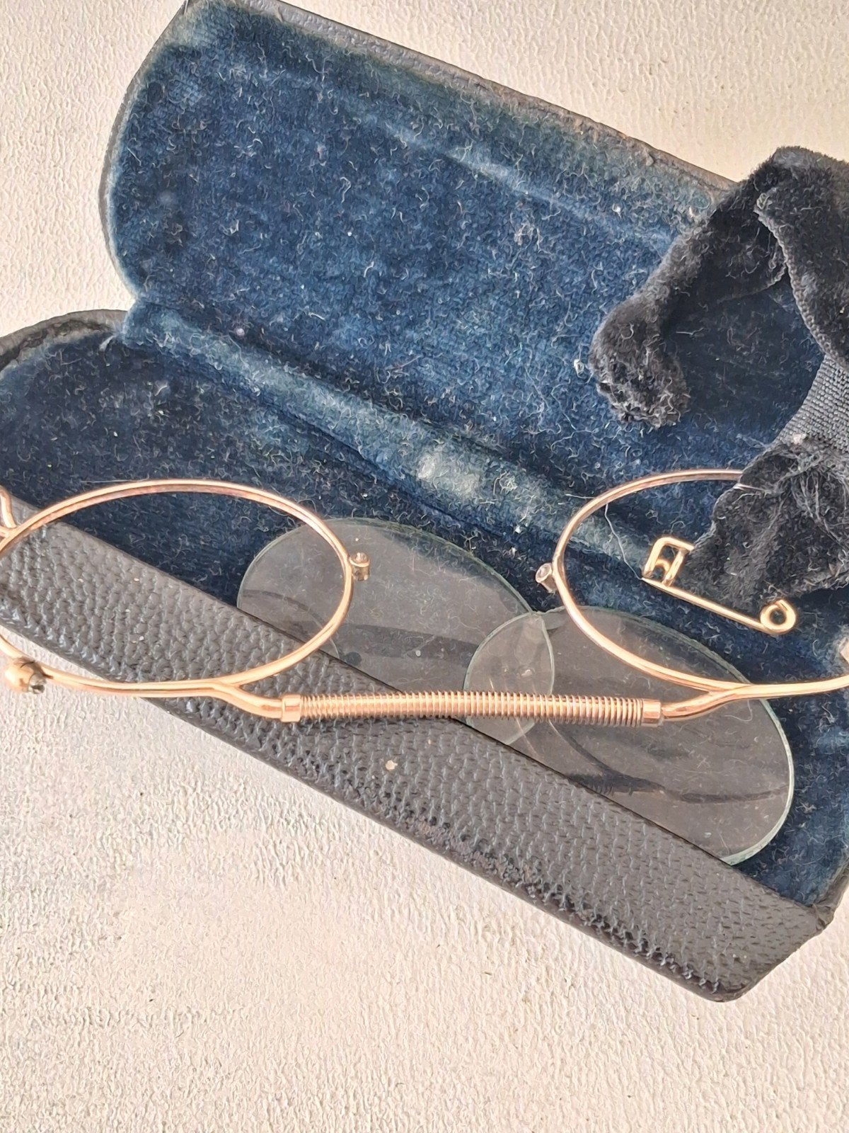 Antieke Pince-Nez Bril met Etui - Jaren 1900, Ophalen of Verzenden