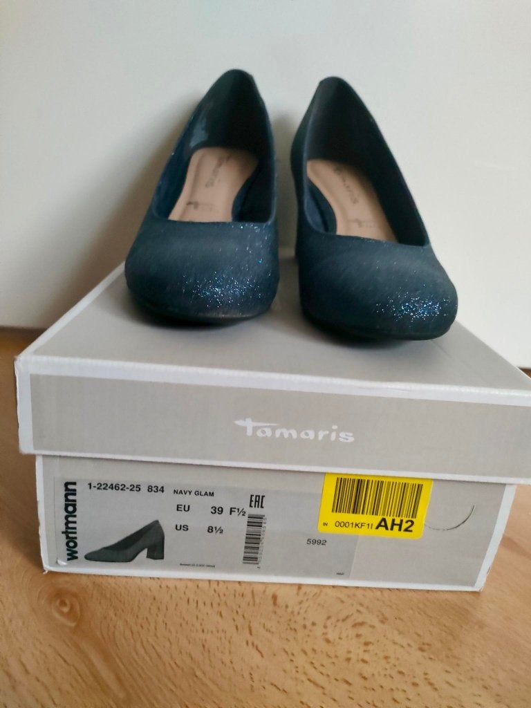 Tamaris Pumps Navy Glam Glitter - Maat 39, Tamaris, Pumps, Blauw, Ophalen of Verzenden