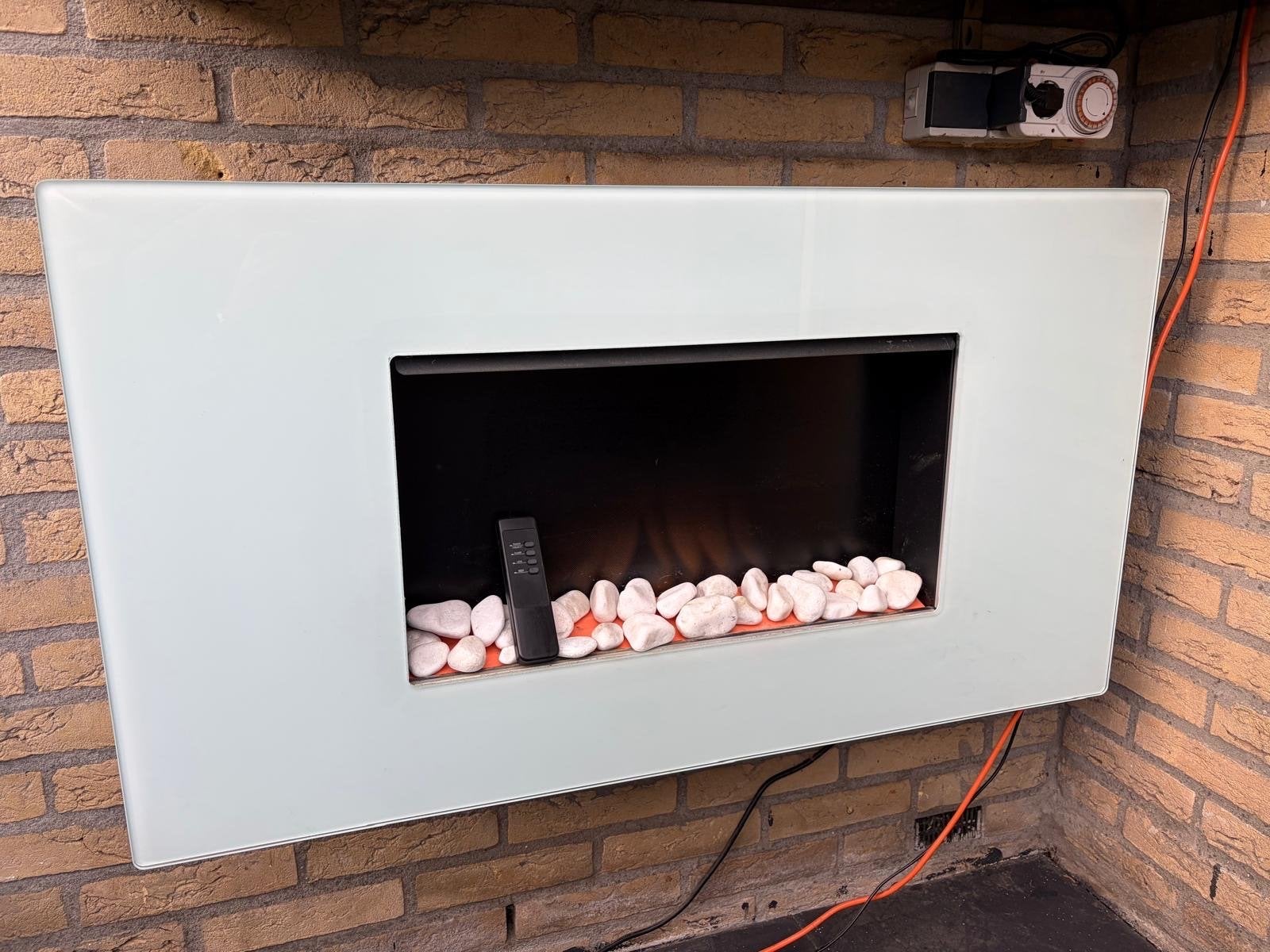 Elektrische Sfeerhaard met Verwarming - Glas Omlijsting, Ophalen, Gebruikt, Glas