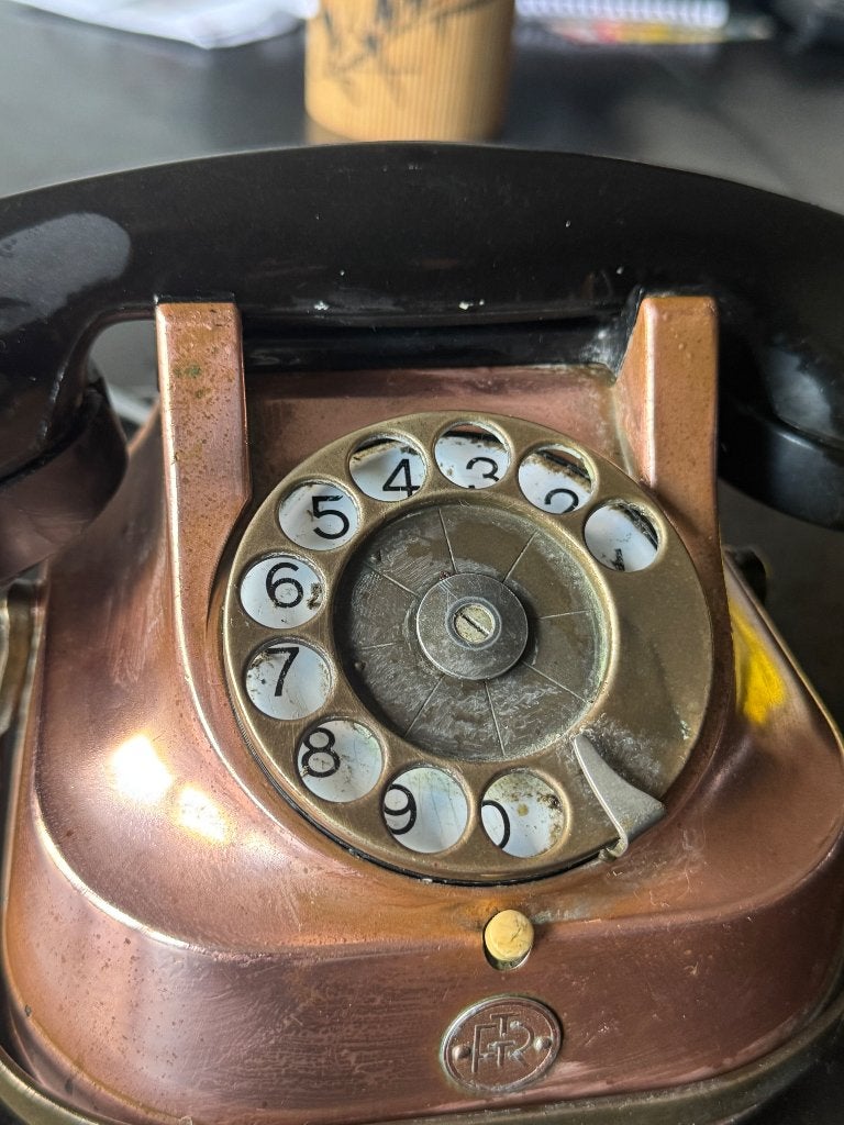Antieke Koperen telefoon RTT 56 A, Antiek en Kunst, Ophalen of Verzenden, Koper