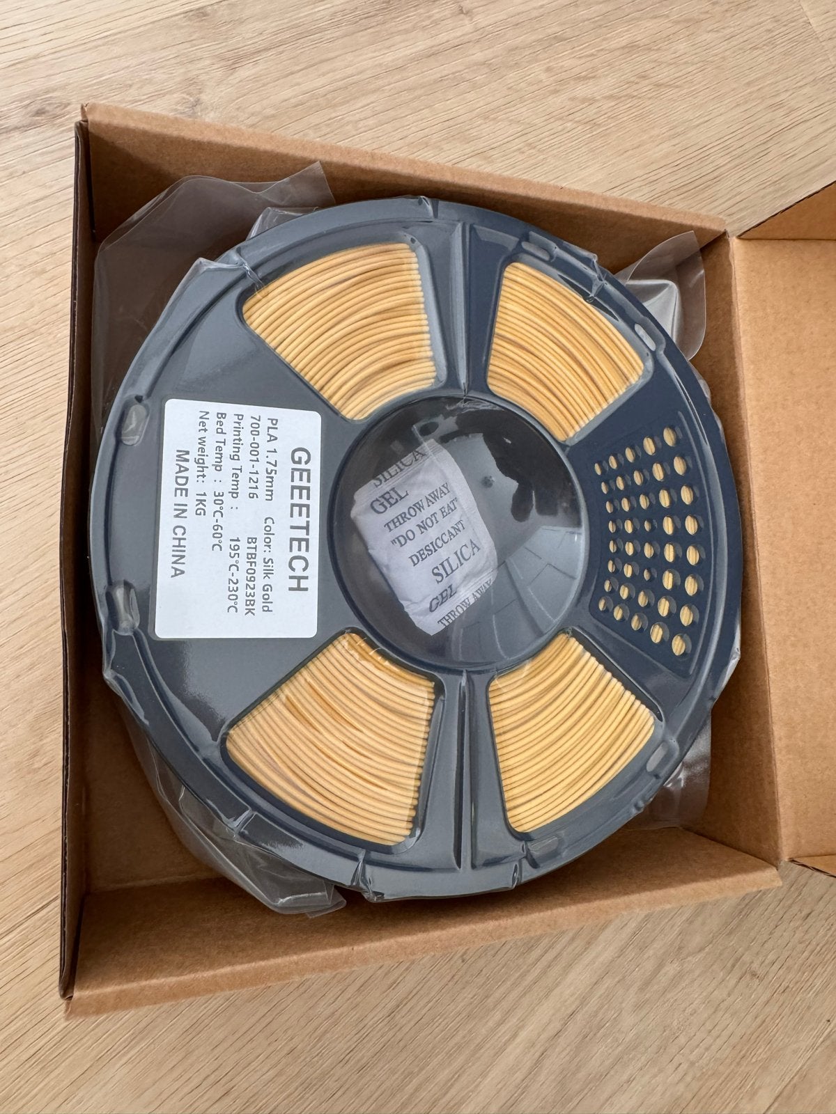 GEEETECH PLA 1.75mm Silk Gold Filament - 8 rollen, Computers en Software, 3D Printers, Ophalen of Verzenden, Nieuw, Filament