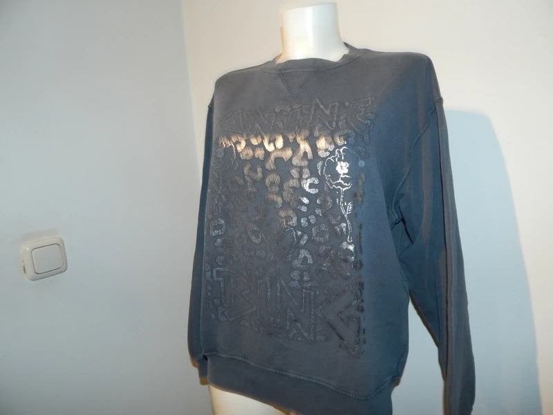 Anine Bing sweater zilveren opdruk met merk voorkant S/M, Verzenden, Zo goed als nieuw, Maat 36 (S), Grijs