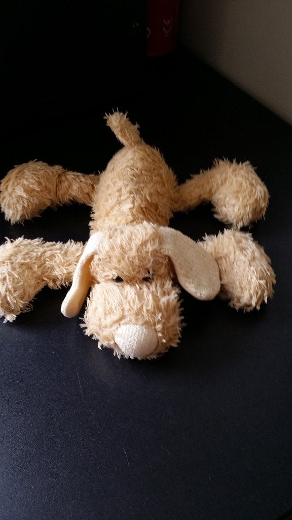 Tiamo hond bruin crème harig velours ribstof oren/neus en, Zo goed als nieuw, Middelgroot (20 tot 80 cm), Tiamo, Korrelvulling