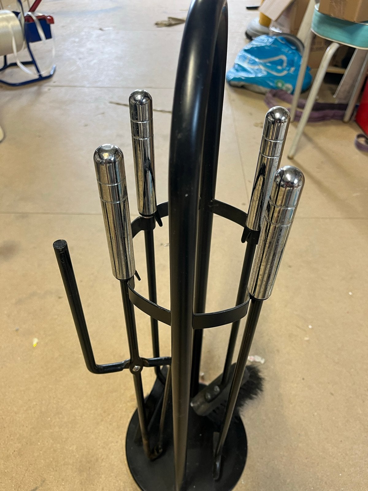Modern Metalen 5-delig Haardstel met RVS handvaten, Ophalen of Verzenden, Zo goed als nieuw, Hout, Overige soorten