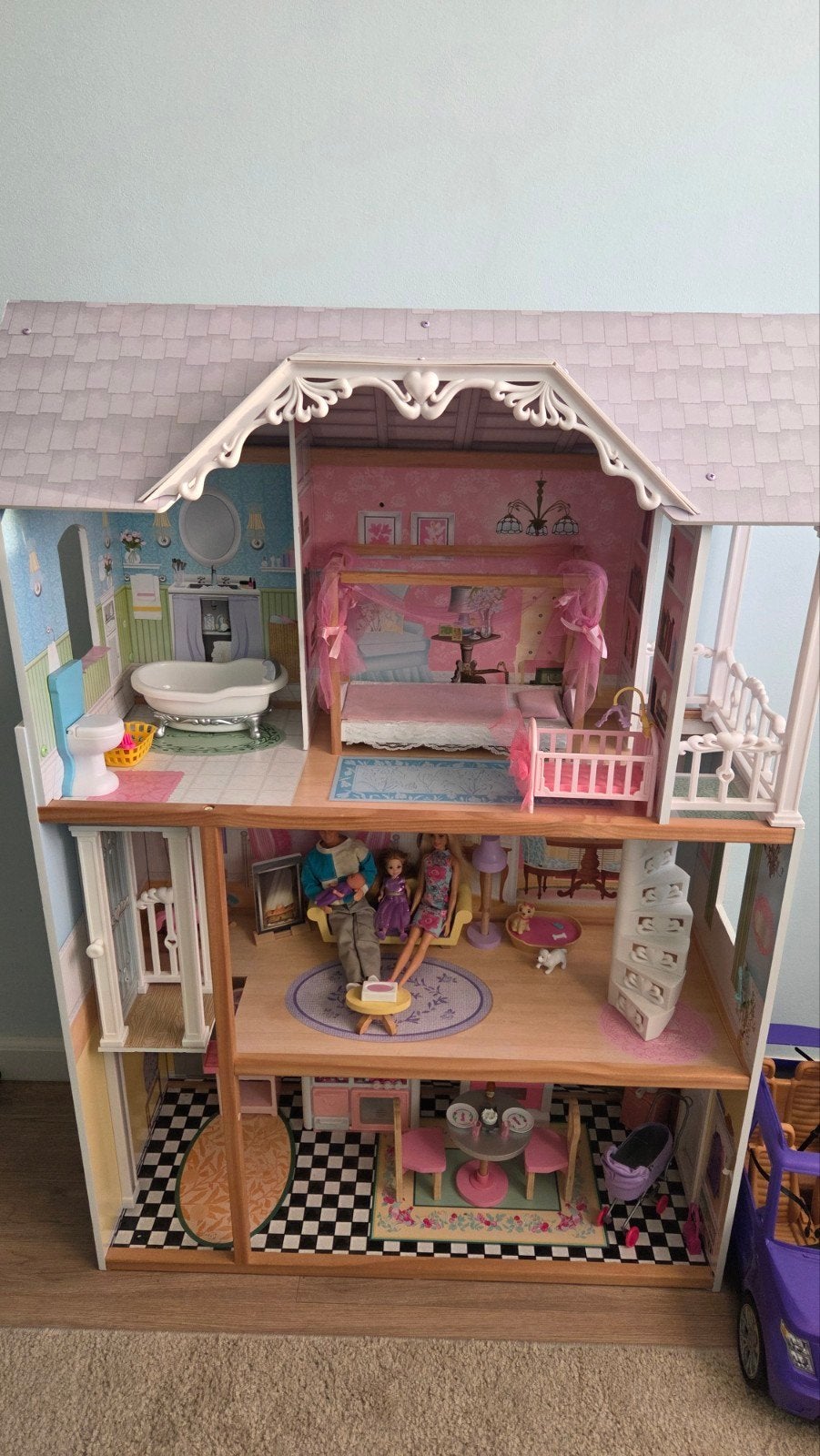 KidKraft Barbiehuis met meubels en accessoires, Kinderen en Baby's, Ophalen, Zo goed als nieuw, Poppenhuis