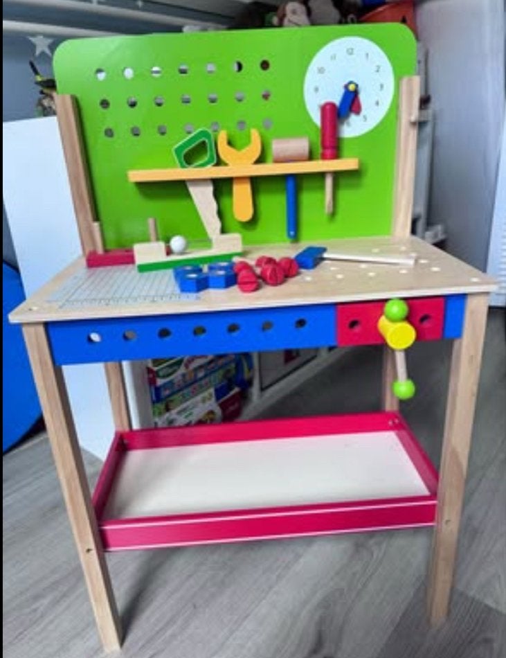 Houten werkbank voor kinderen met gereedschap, Ophalen of Verzenden, Gebruikt, Knutselen