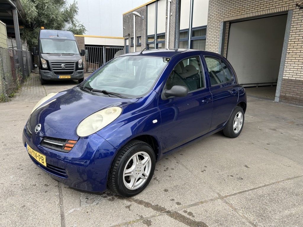 Nissan Micra 1.2 Visia Automaat (bj 2005), 4 cilinders, Blauw, Metallic lak, Grijs