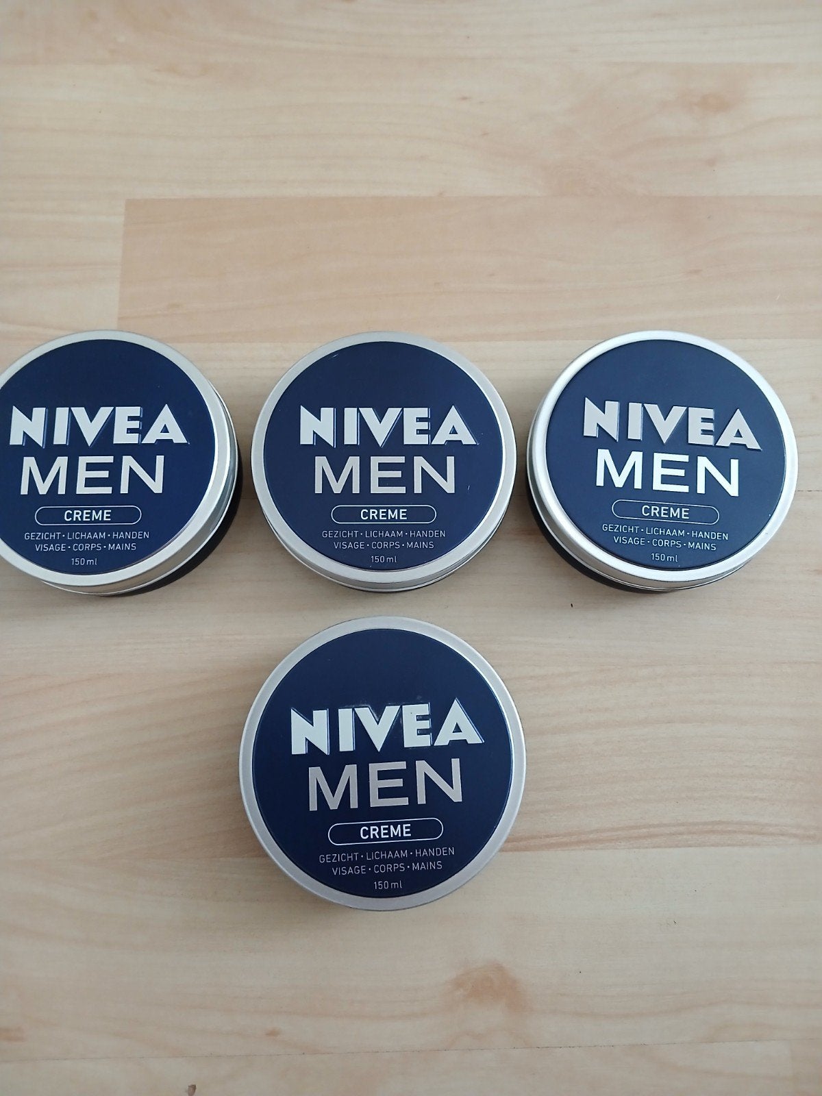 4 Blikken NIVEA MEN Crème - 150ml per stuk, Ophalen of Verzenden, Nieuw, Bodylotion, Crème of Olie