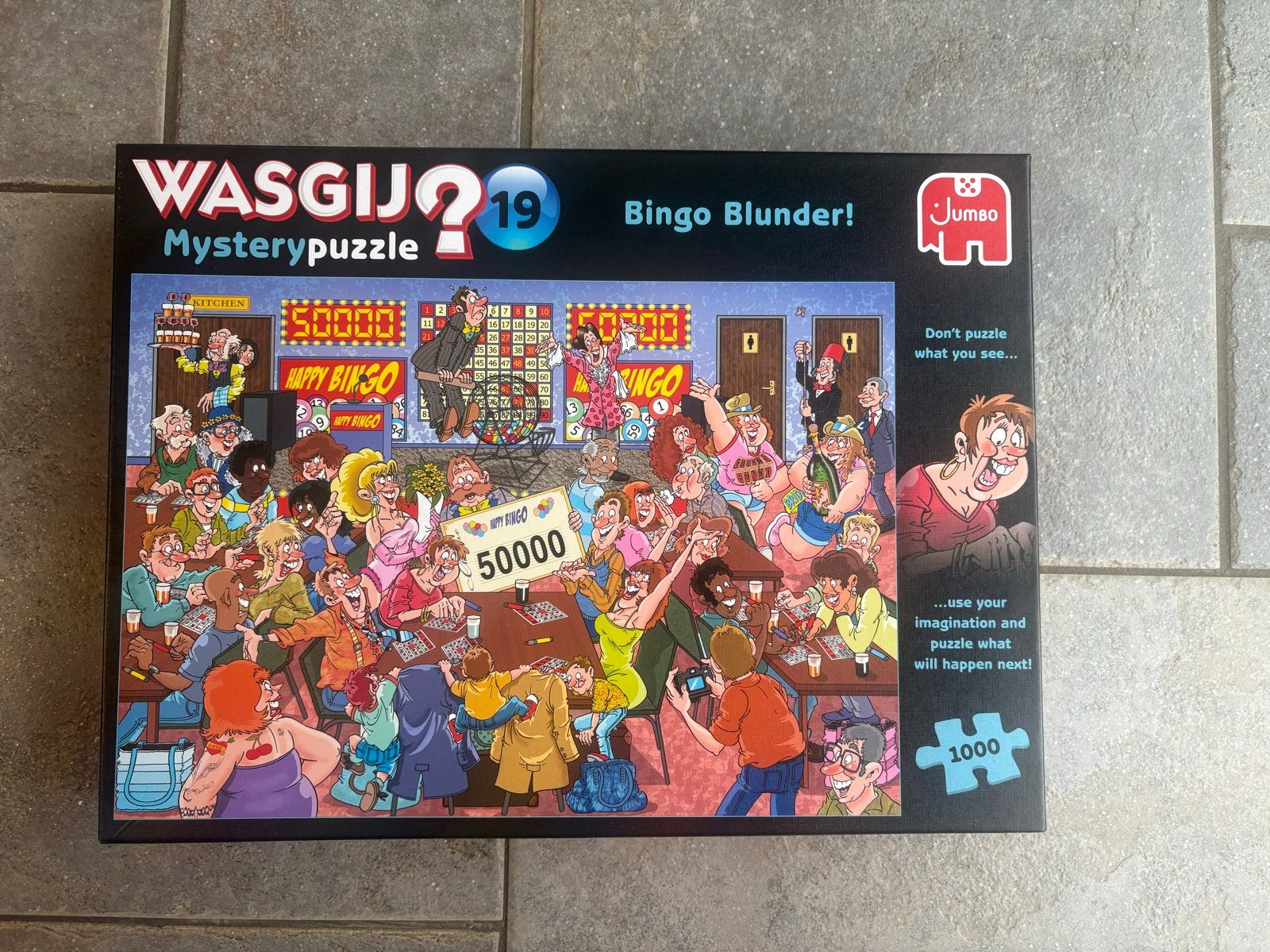 WASGIJ? 19 Mystery Puzzel - Bingo Blunder! 1000 stukjes, Ophalen of Verzenden, 500 t/m 1500 stukjes, Gebruikt, Legpuzzel