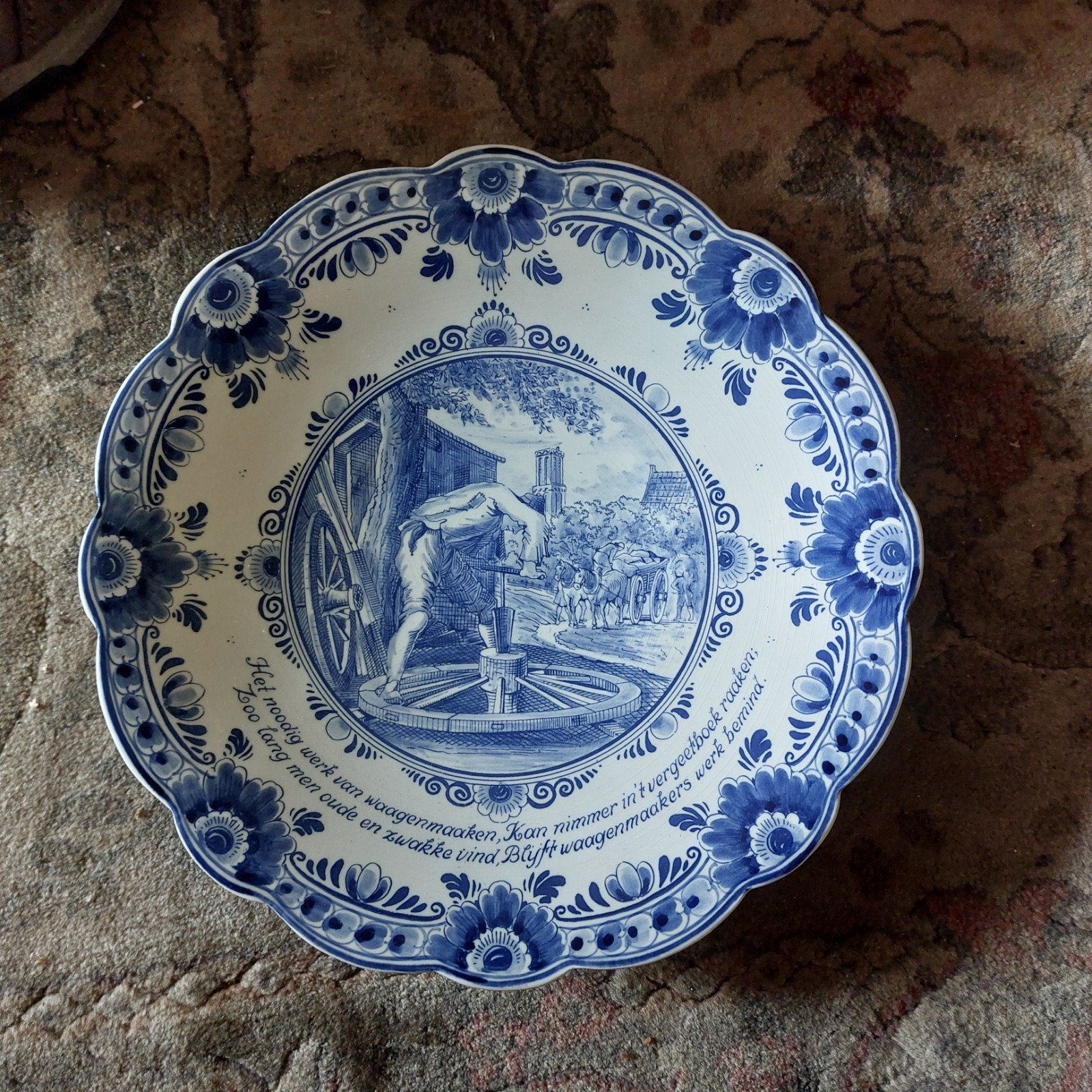 Daf garagebedrijf delfts blauw  wandbord  porselein delft, Antiek en Kunst, Ophalen of Verzenden