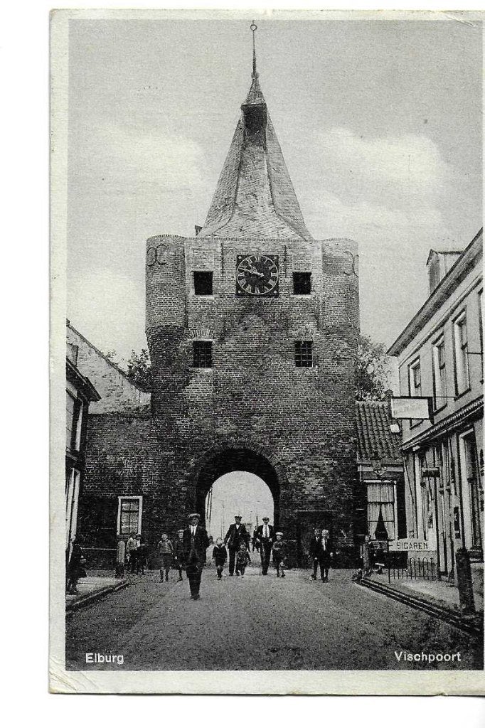 elburg  vischpoort  fietsenrek  reclame  sigaren, Verzenden, 1940 tot 1960, Gelopen, Gelderland