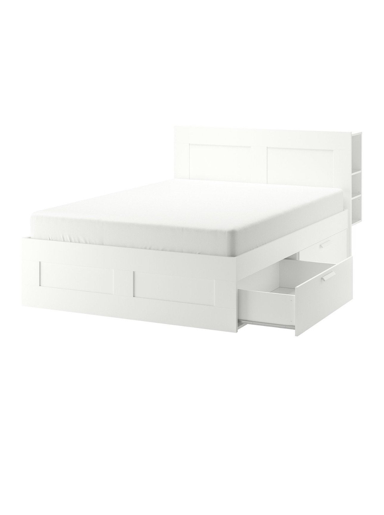 Brimnes bed met hoofdbord 160x200 teab, Ophalen, Wit, Tweepersoons, 140 cm