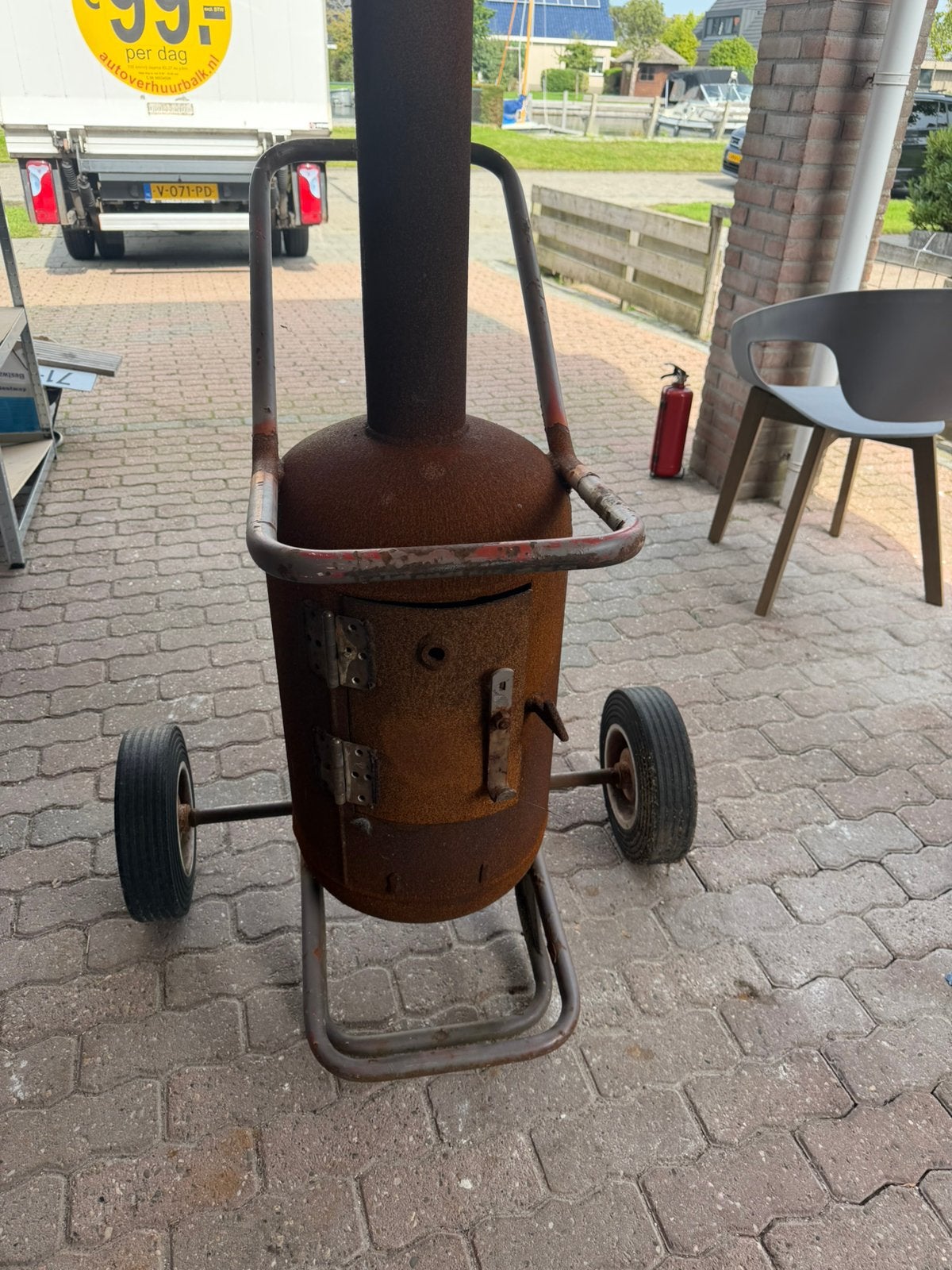 Houtkachel buiten terrashaard, Tuin en Terras, Ophalen, Gebruikt