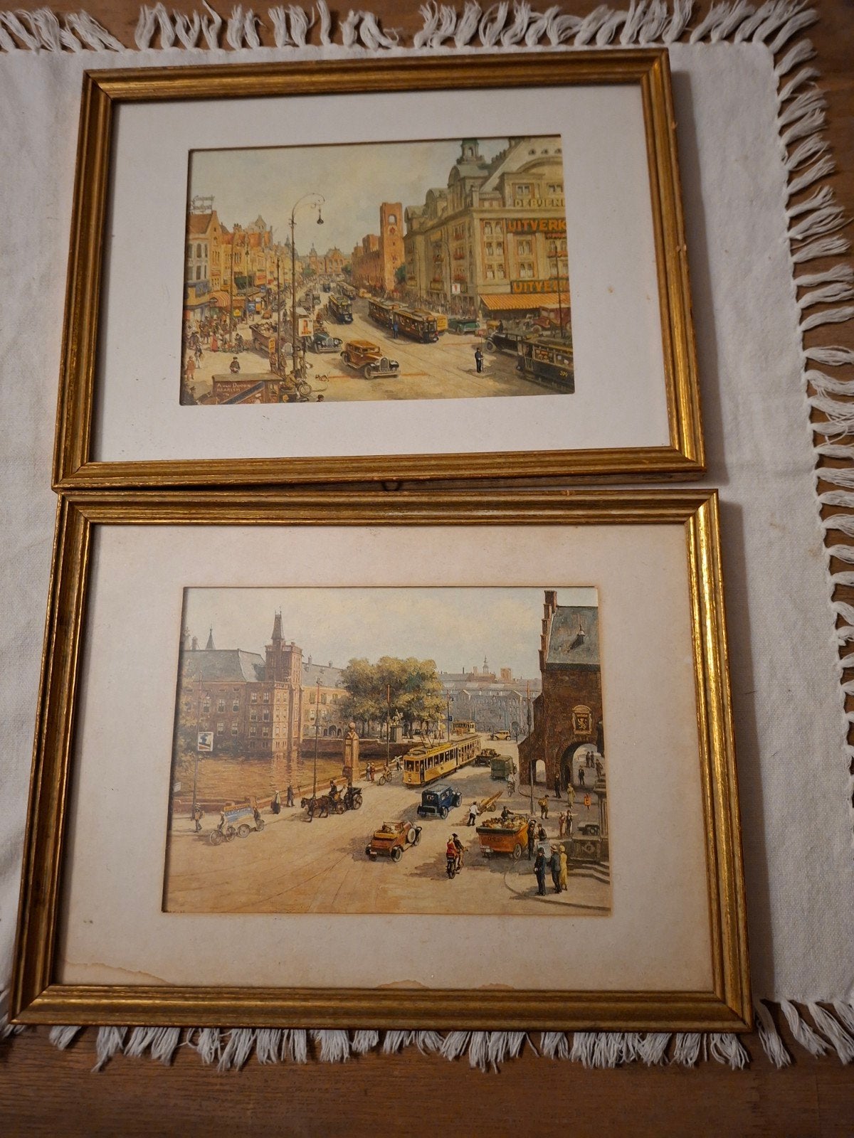 Paar antieke Anton Pieck tekeningen Amsterdam - ca.1930, Antiek en Kunst, Gesigneerd, Ophalen of Verzenden, Klassiek, Gemengde techniek
