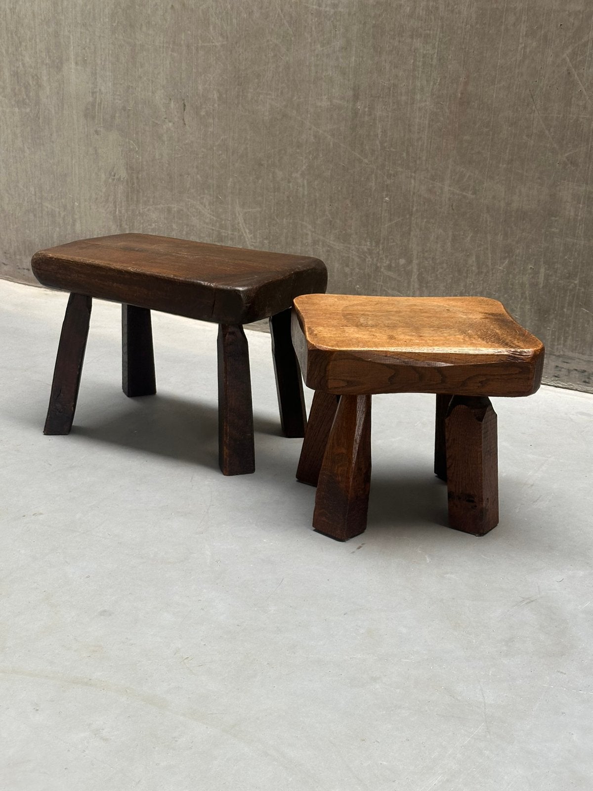 Set/2 Vintage brutalist krukjes / bijzettafels, Gebruikt, Ophalen of Verzenden, X, X